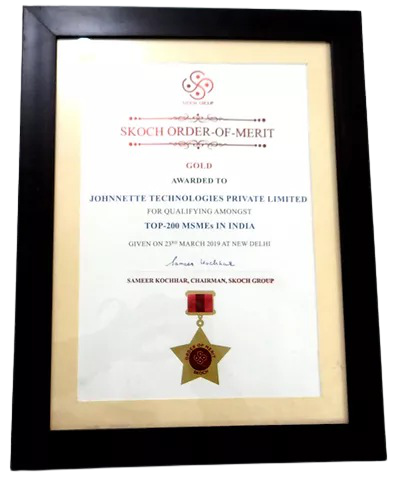 2019 Awarded Top 200 MSMEs in India by SKOCH Awards 2019