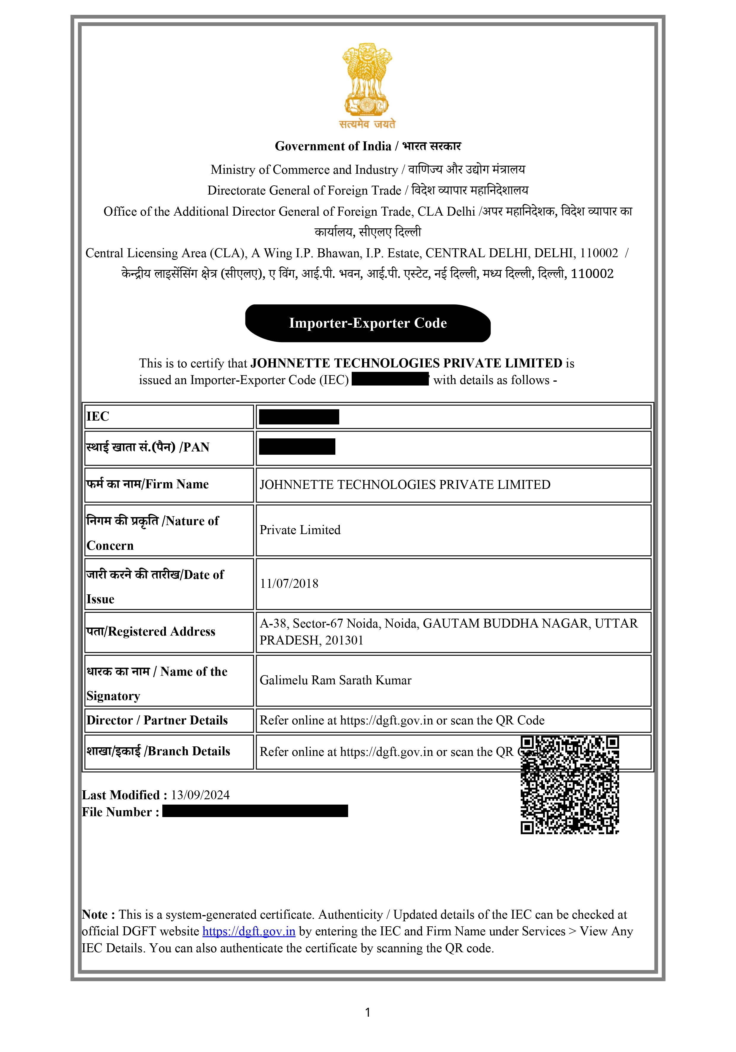 Certificate 1